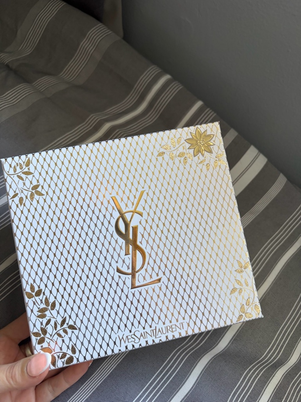 Yves Saint Laurent White and Gold Decorative Gift Box